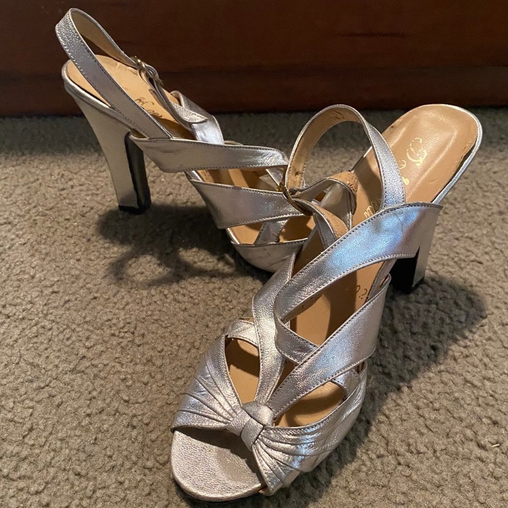 Silver Open Toe Heels - Picture 2 of 2